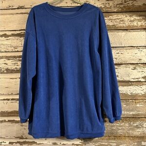 Blue Ribbed Long Sleeve Shirt